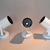 3 white lacquered metal wall lights from the 1970s.