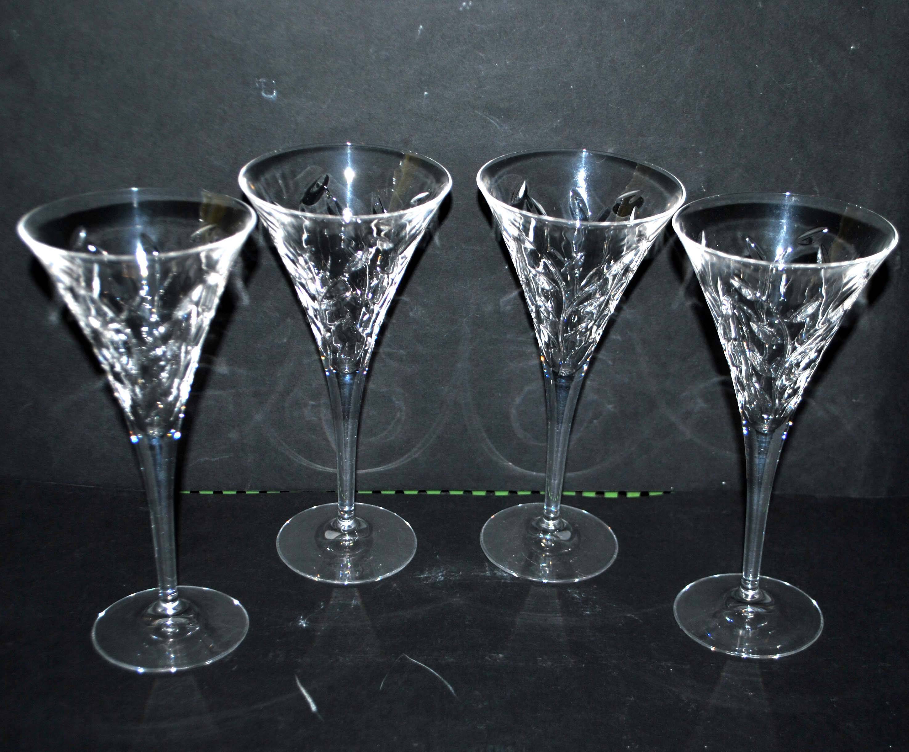 Set of 4 old white wine glasses - roemer flared crystal 18.5cm