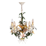 Italian metal flower chandelier, 1960s