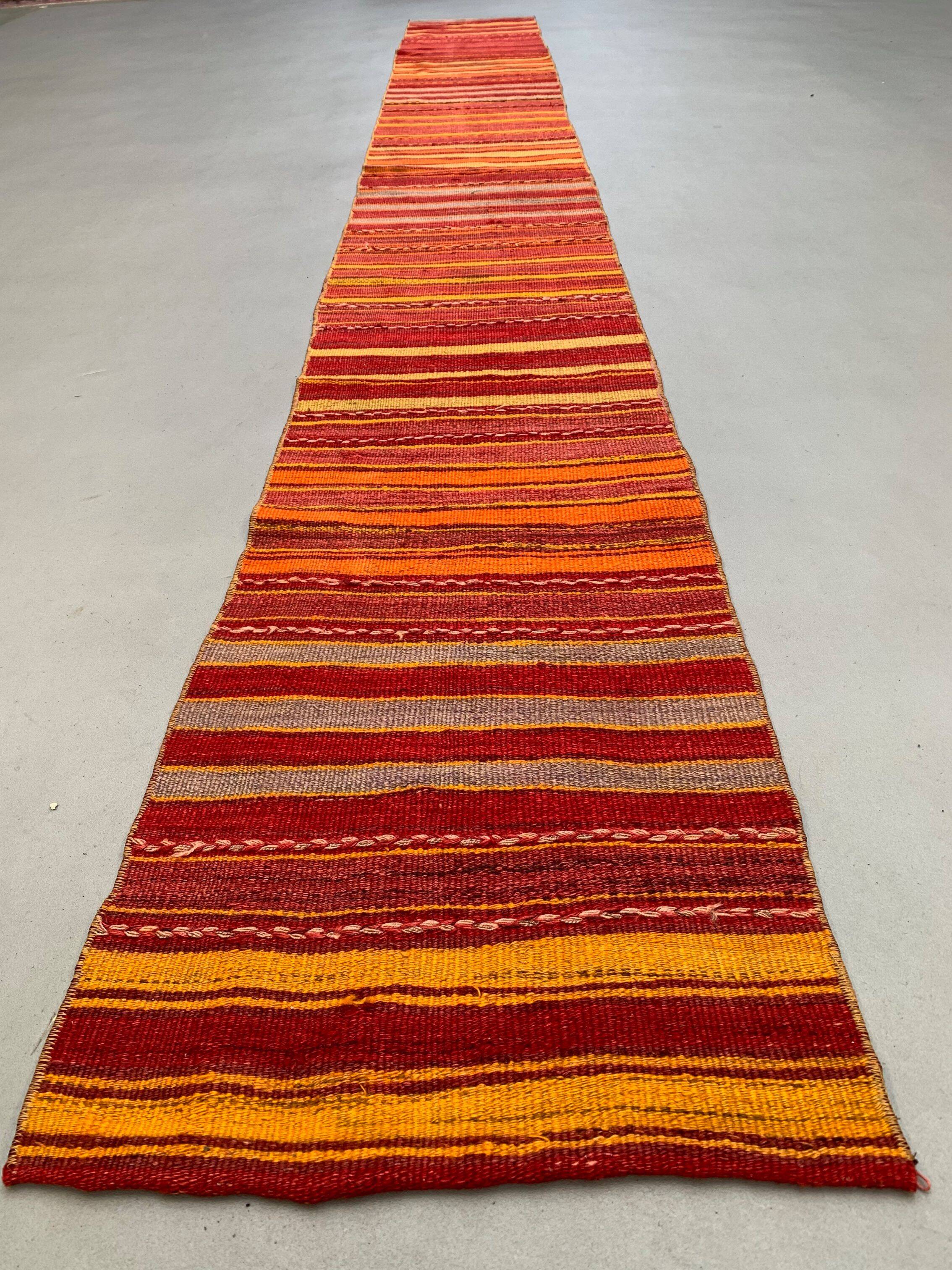 Old Turkish narrow Kilim Runner 405x49 cm shabby chic, vintage kelim