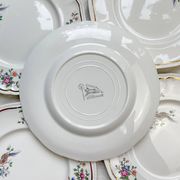 5 Vintage Longchamp Chantilly Porcelain Dinner Plates - Bird Motif