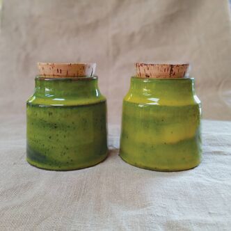 Set of 2 Mado Jolain ceramic pots, circa 1960