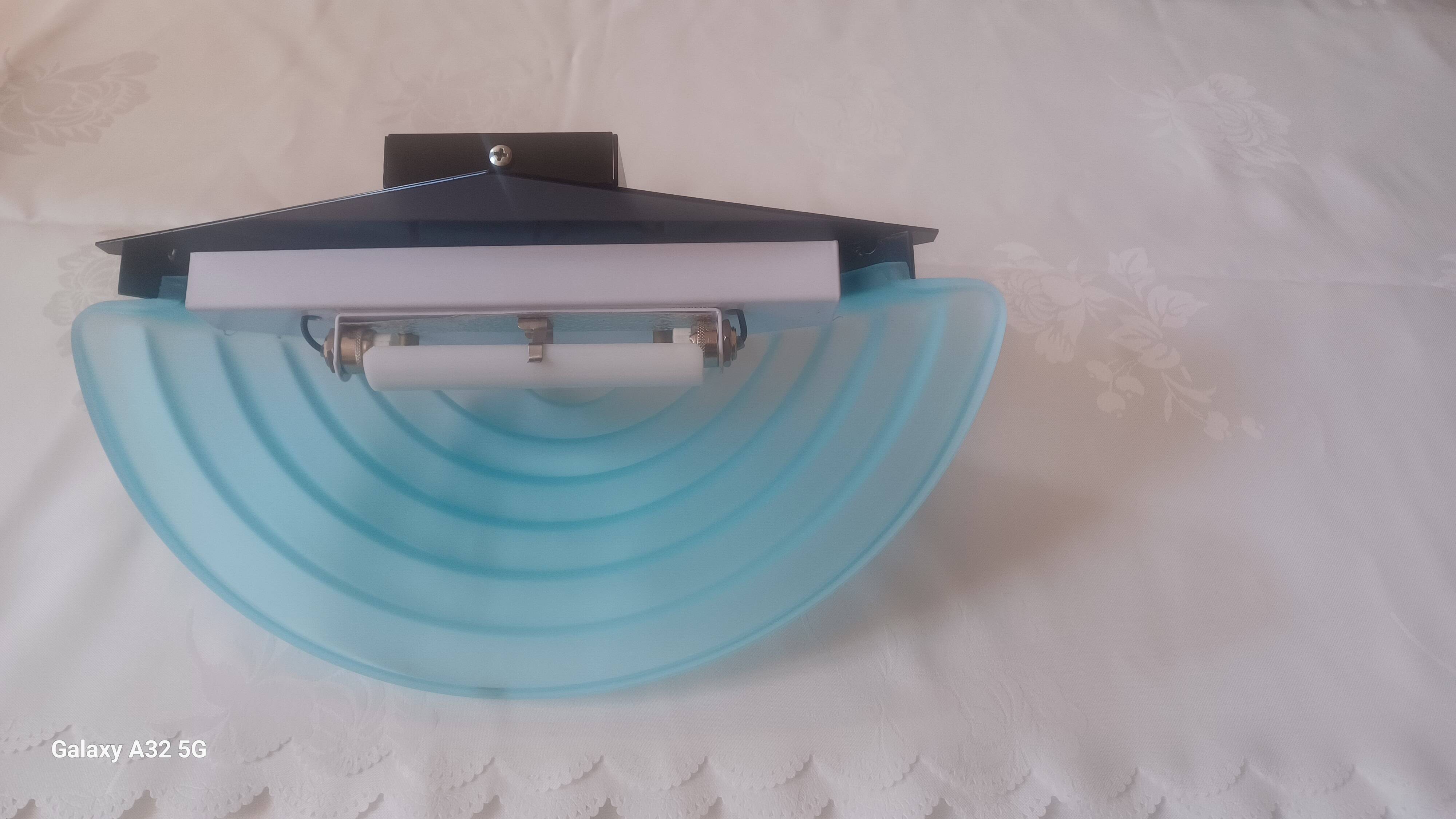 Vintage glass wall sconces "vetri murano 004" aquamarine - 1970s