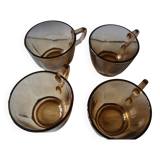 4 Vintage faceted coffee cups Duralex France