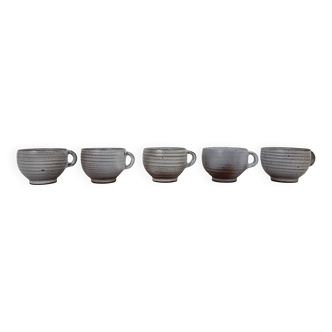 5 Tasses à café en grès Ratilly / Pierlot