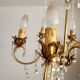 Messing doré lustre à 6 lumières lampe cristal cascade 1950-1970