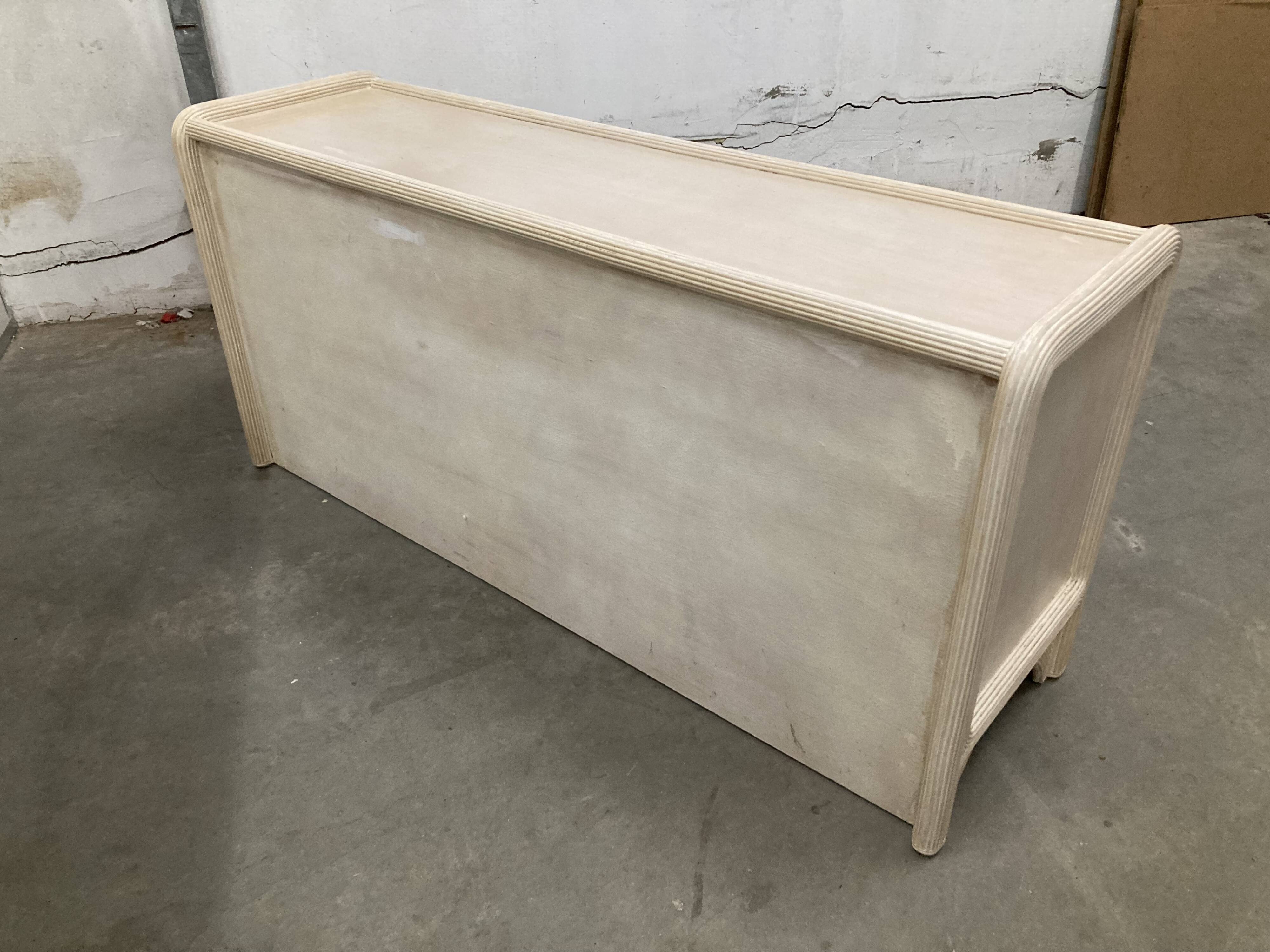 White wash sideboard made of woven rattan/bamboe, '70