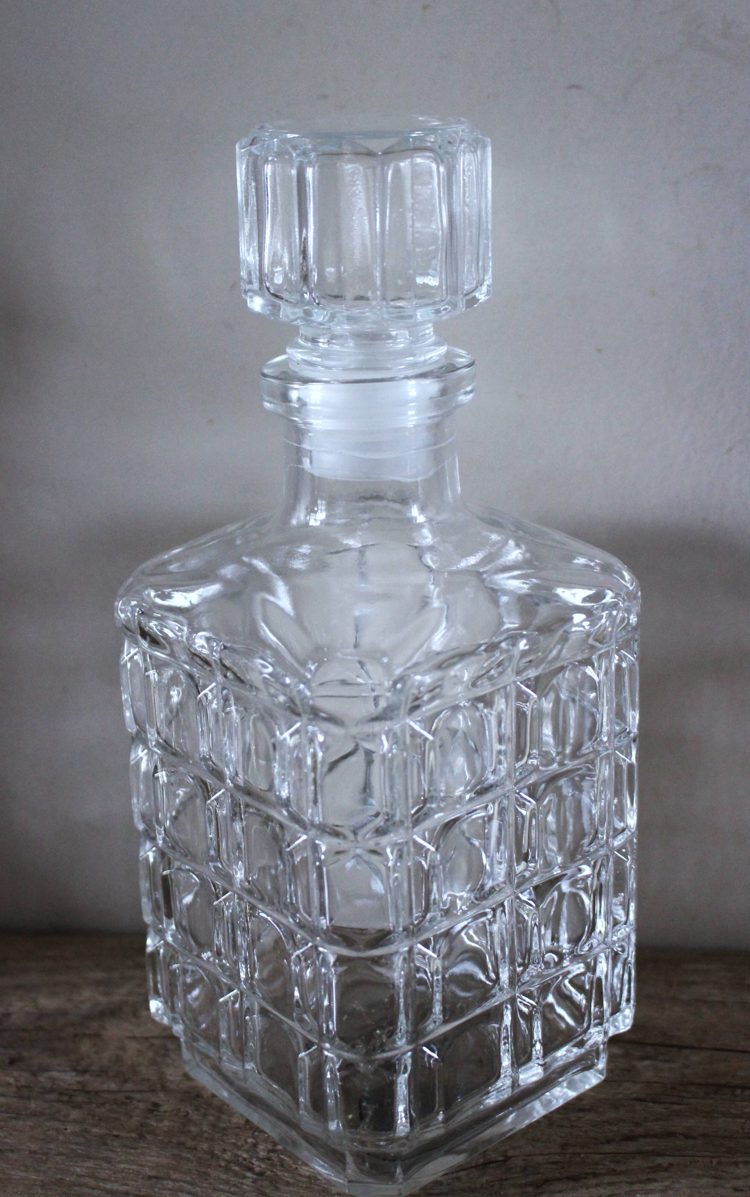 Vintage relief square glass whisky carafe