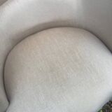 Old toad armchair in beige velvet