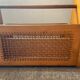 Wooden and rattan magazine rack from the 50s and 60s