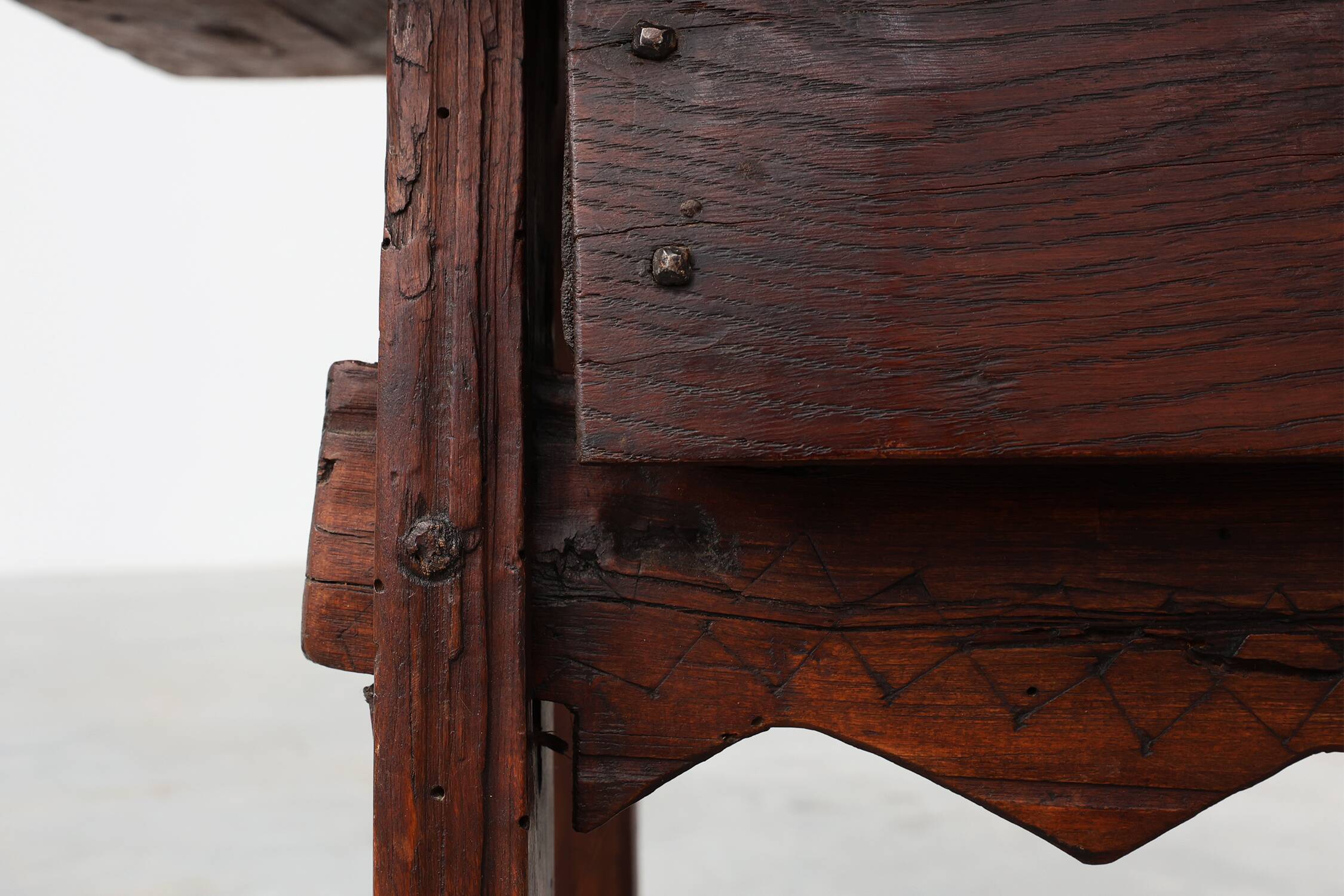 17th Century Spanish Oak Side Table with Drawer in Wabi Sabi Style
