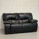 Two-seater black leather sofa — Italian postmodern design