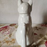 Carafe à chat absinthe en majolique george dreyfus antique vers 1900 avec tête et poignée de queue amovibles