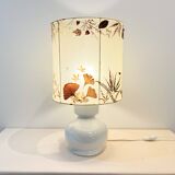 Vintage design lamp base in white ceramic with dried flower shade