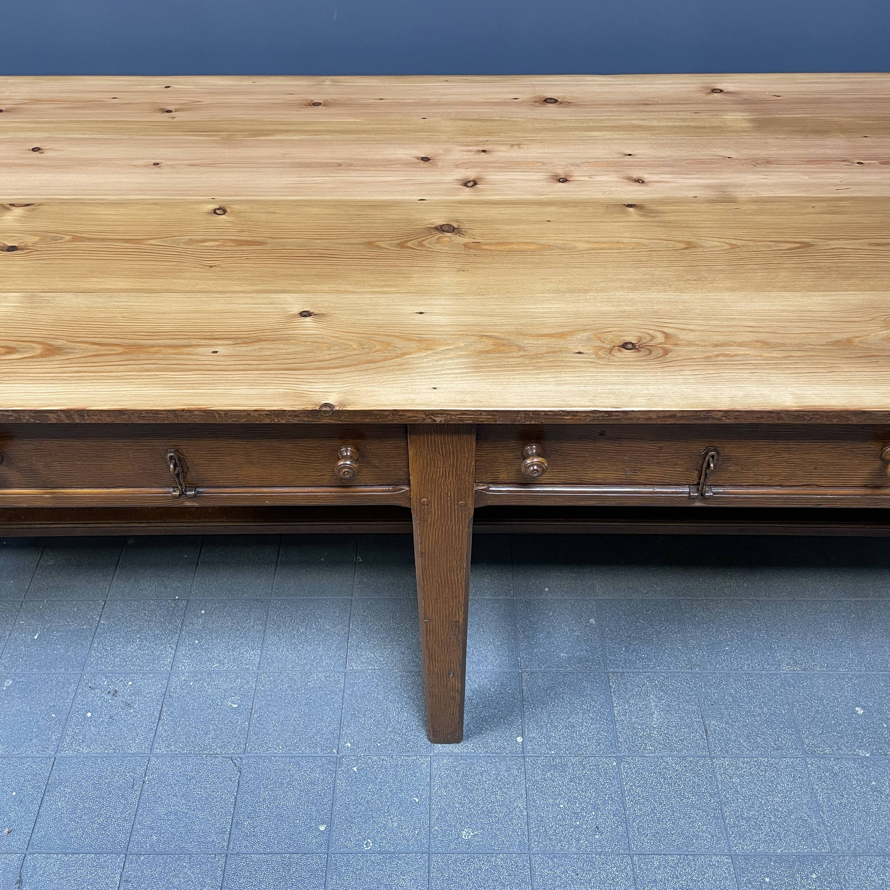 Large antique drapery fabric table