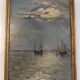 Impressionist painting on cardboard 1900 - marine, boats