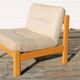 Pair of wood and fabric lounge chairs, 1980