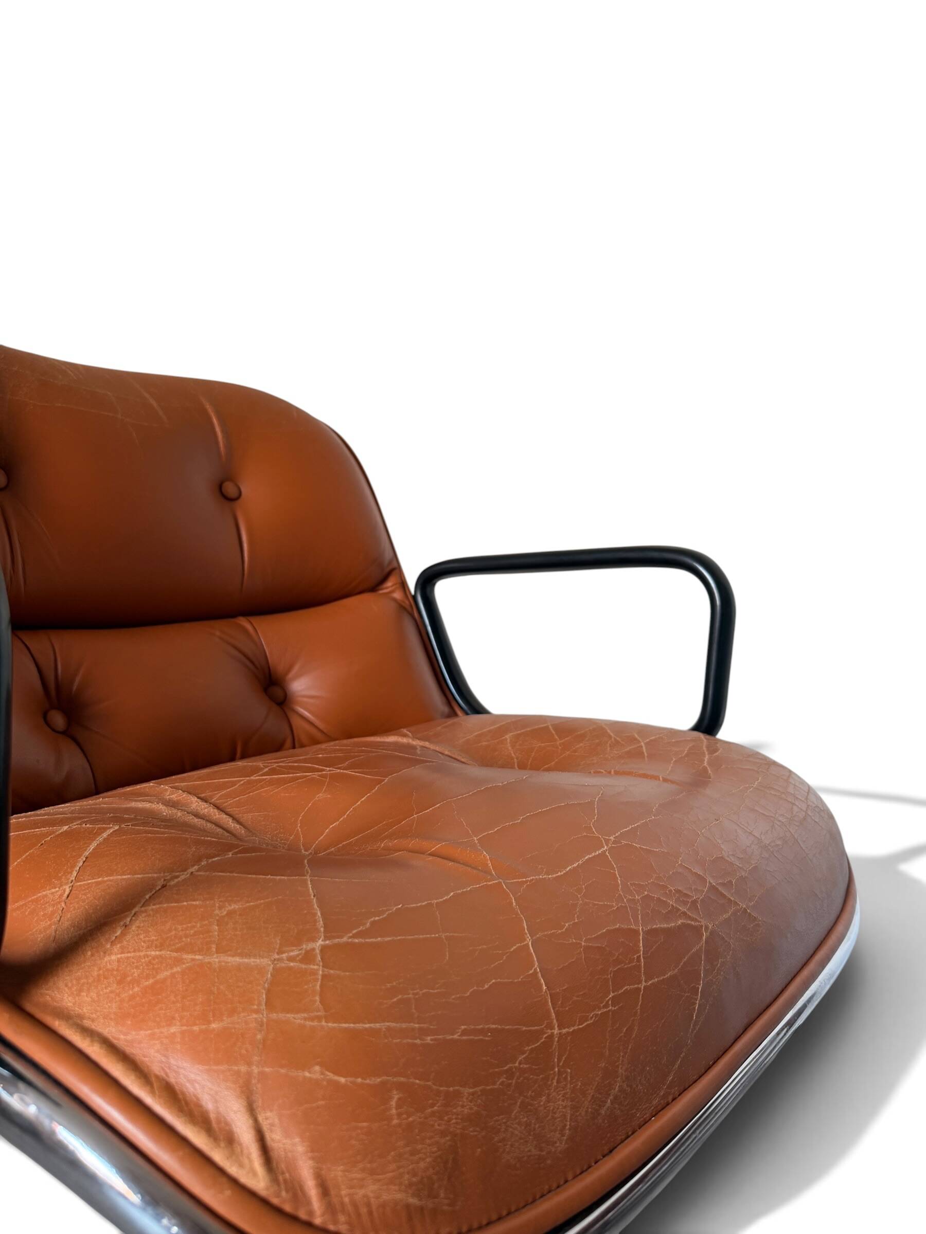 Charles Pollock Knoll Office Chair Patinated Camel Leather