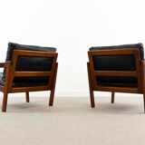 Paire de fauteuils noir par Illum Wikkelsoe pour Niels Eilersen, Danemark