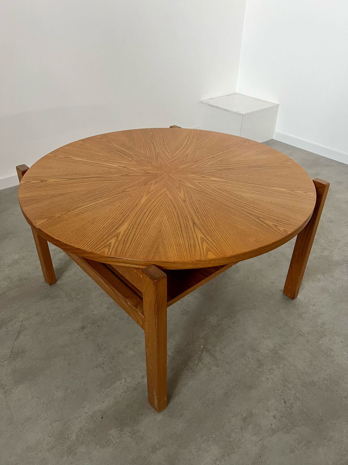 Ancienne table basse bois design années 60 Italy vintage