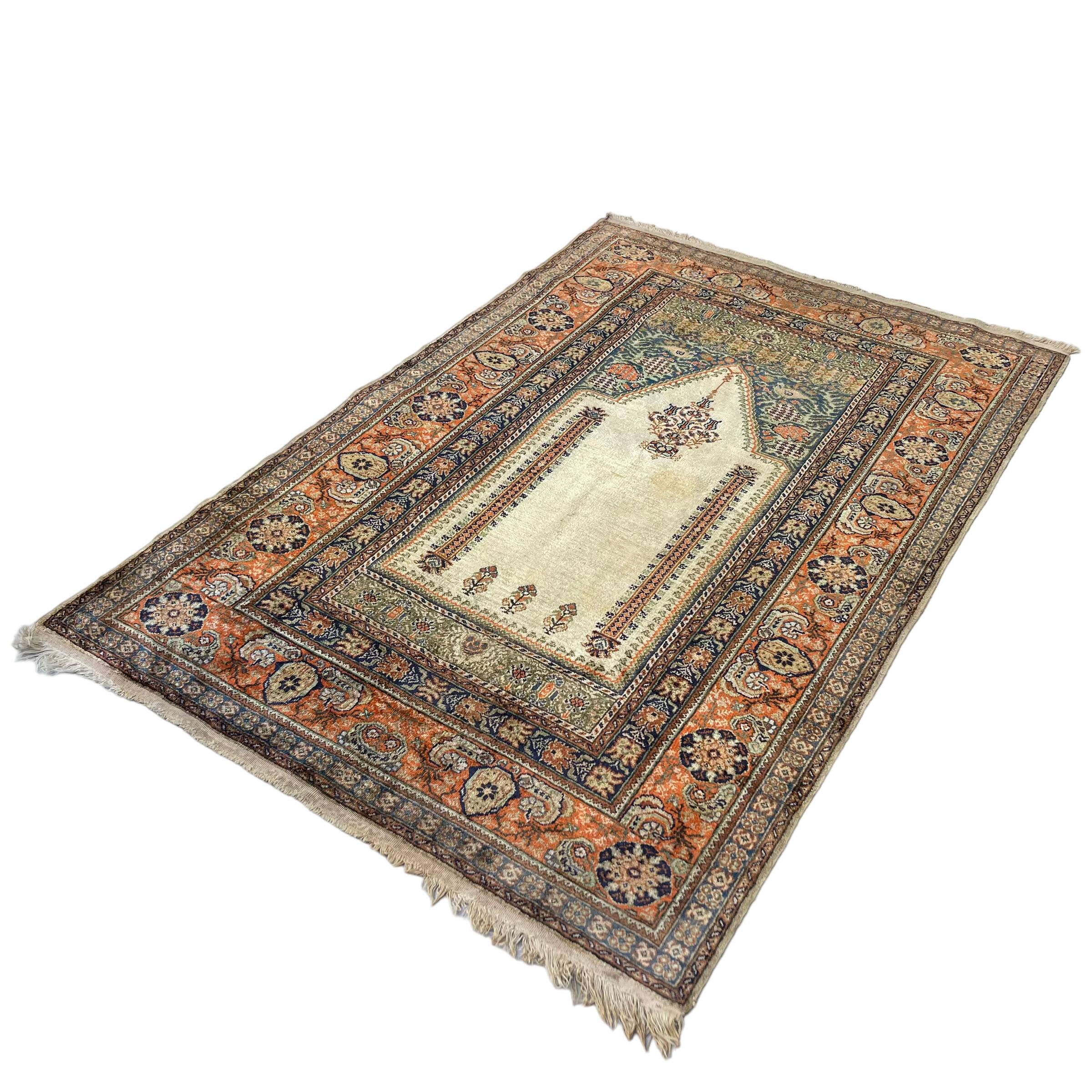 Vintage Turkish Silk & Wool  Rug , 186 x 120 cm