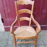 Fauteuil à crosses en bois et paillage - Style Louis Phillipe.
