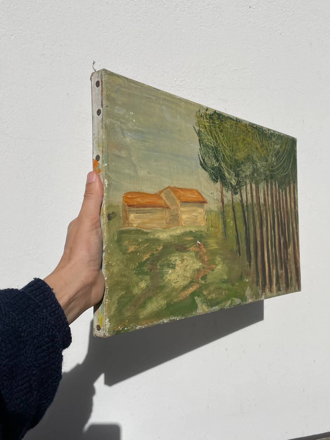 Old painting of a forest landscape in Les Landes