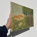 Old painting of a forest landscape in Les Landes
