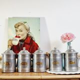 Set of 5 aluminum spice jar Tournus France