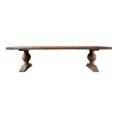 Table monastère en chêne ancien massif – SOLEIL 400 par 120 cm