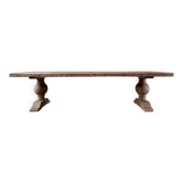Table monastère en chêne ancien massif – SOLEIL 400 par 120 cm