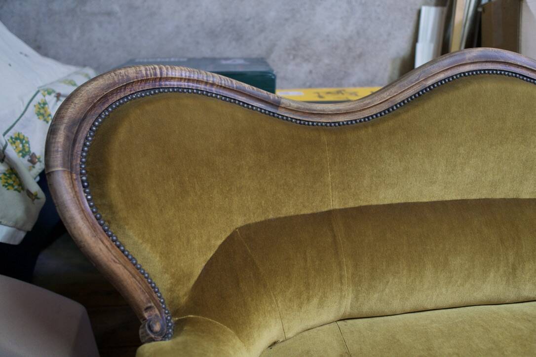 Louis-Philippe 3-seater velvet sofa - 19th century