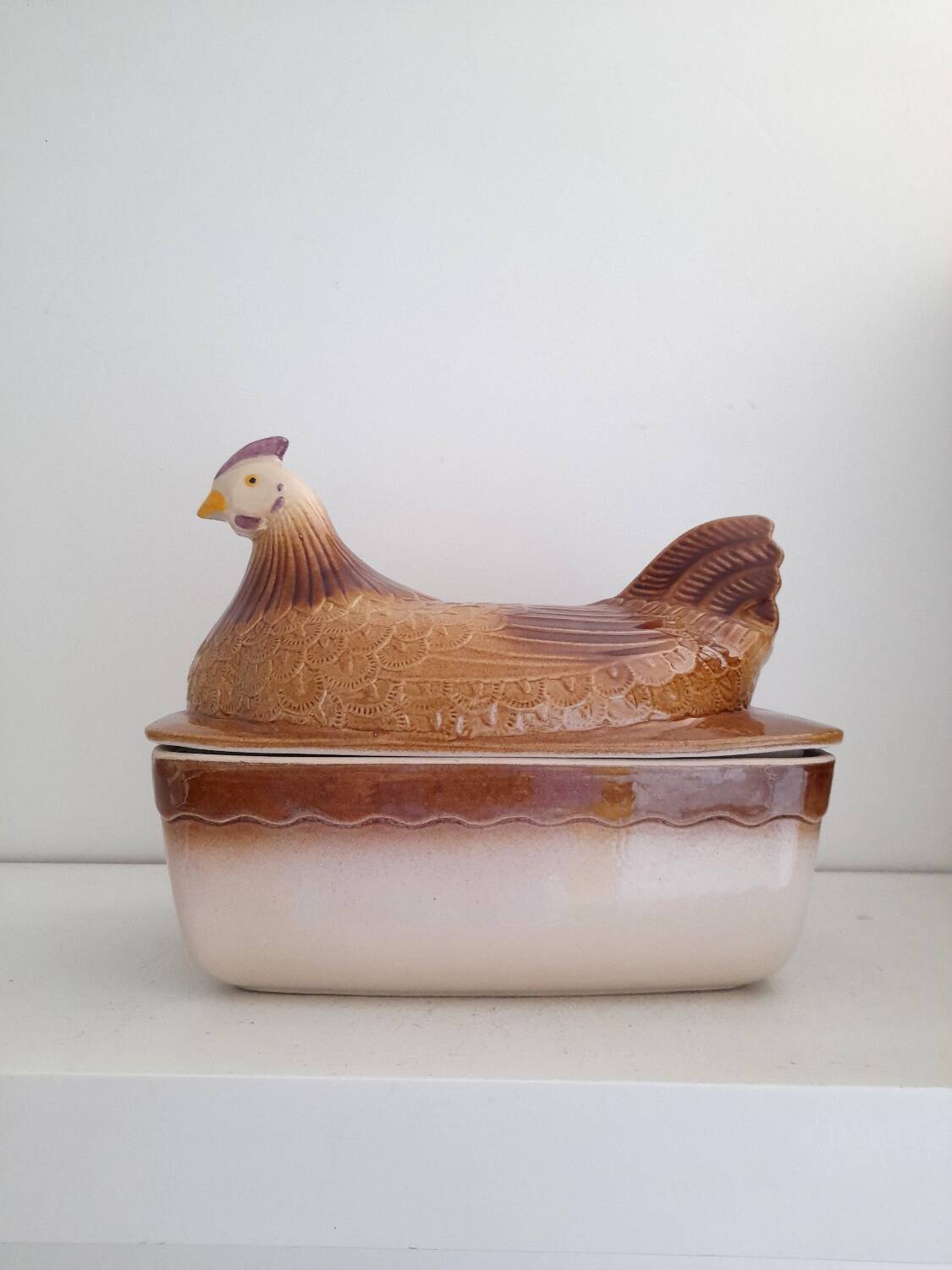 Large earthenware chicken terrine