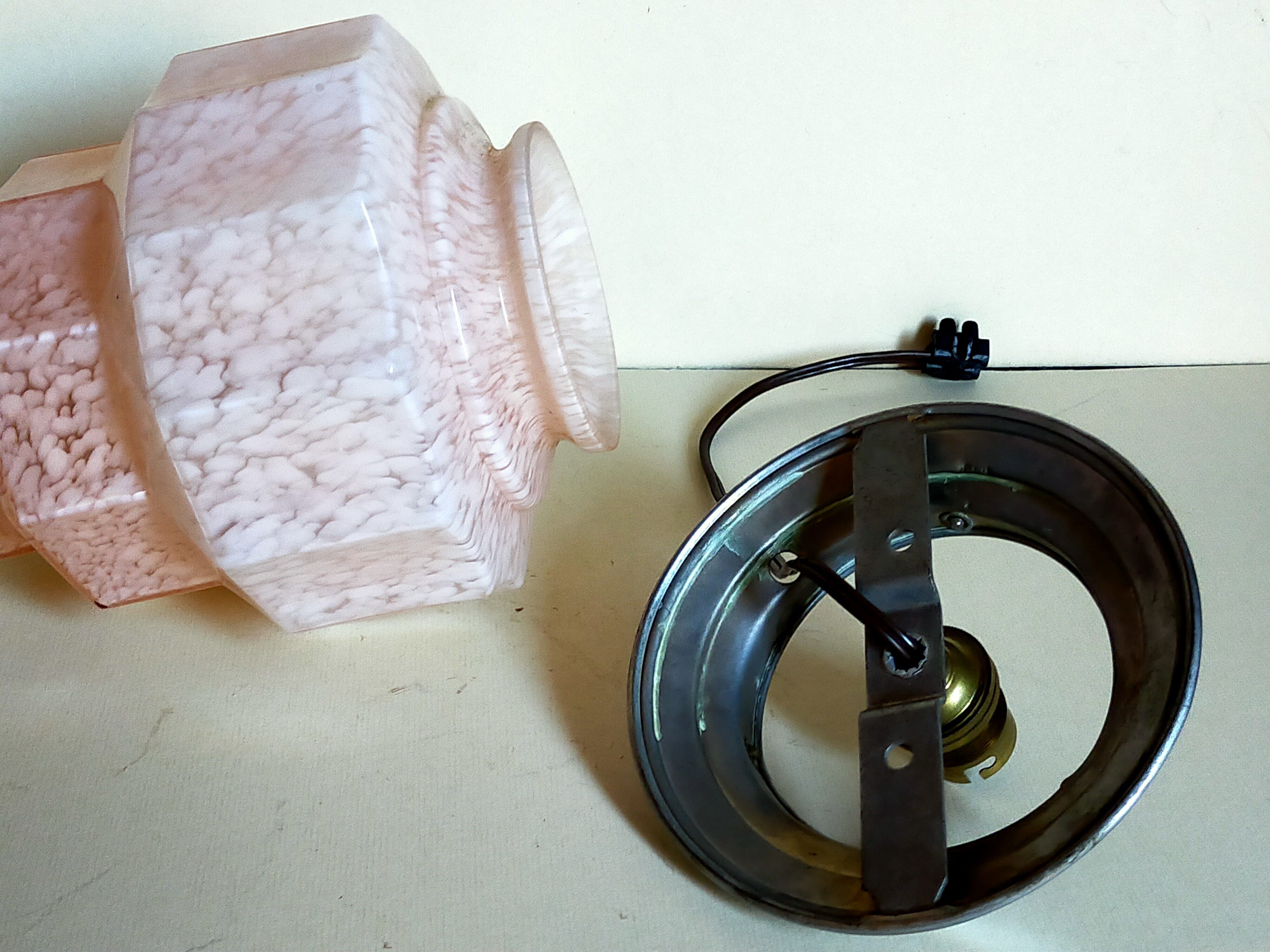 Clichy Glass Art Deco Ceiling Lamp 1925