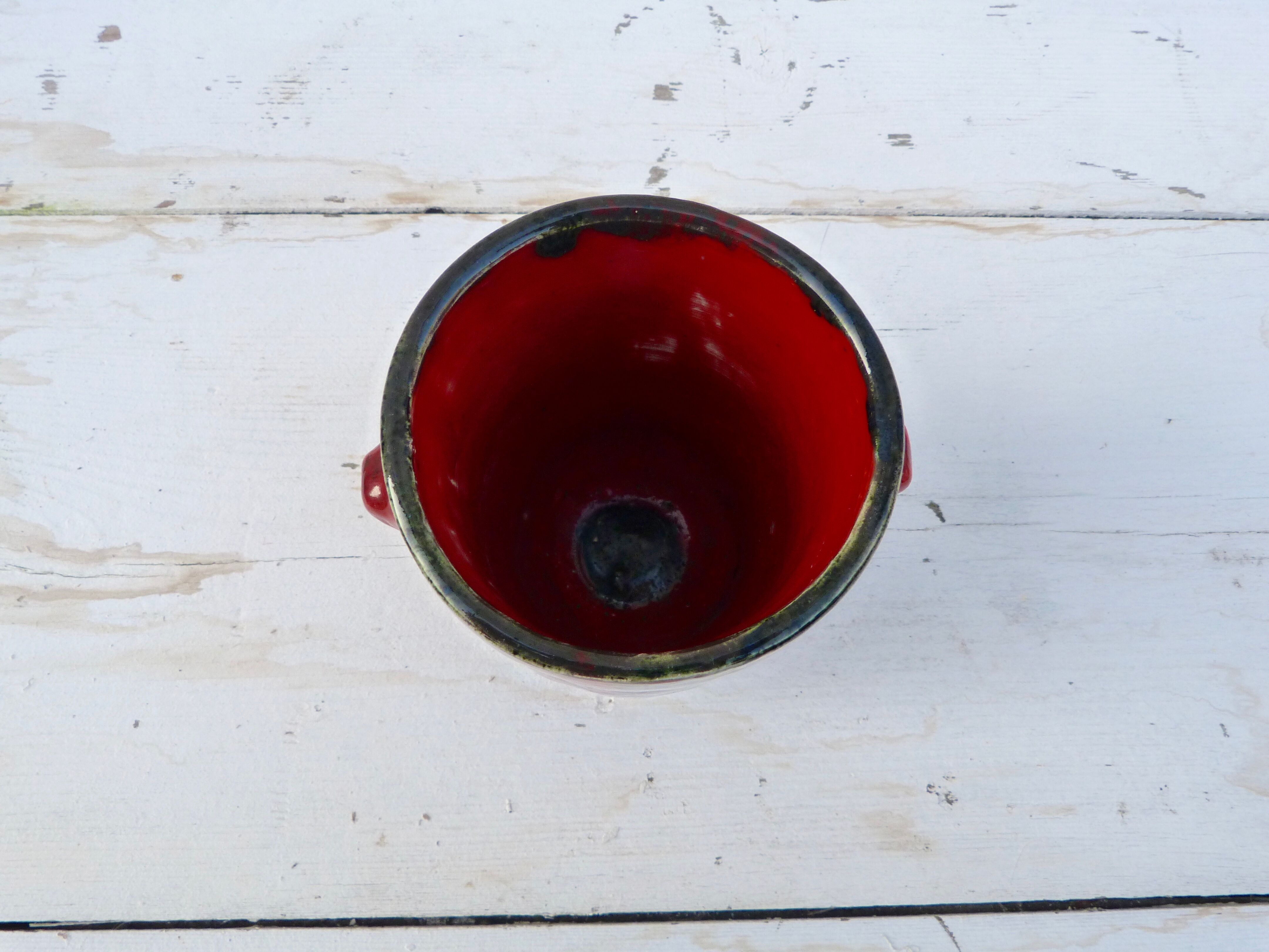 Pot ceramic enamelled spotted drips