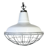 Industrial White Enamel Factory Pendant Lamp from Benjamin USA, 1960s
