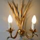 Pair of ear of wheat wall lights in gold metal, 1970s