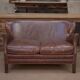 Small Vintage Bench Sofa Studded Leather Sofa 1970s