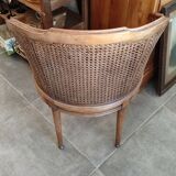 Louis XVI style office armchair in walnut and canning