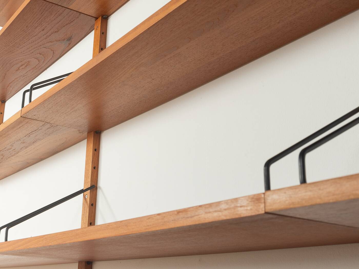 Classic wall shelf by Poul Cadovius for Cado, 1950s, teak veneer, 18 shelves, 4 ladders, Denmark