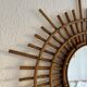 Vintage 1960s sun mirror, rattan, ORTF style, spiral eye - 66 x 50 cm