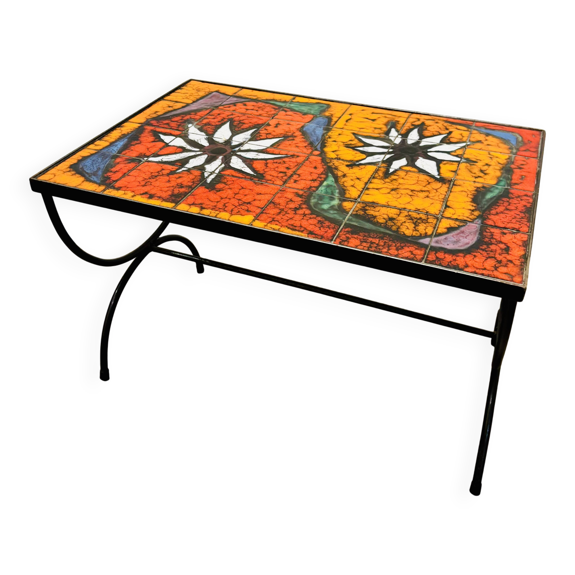 Coffee table / side table ceramic and wrought iron