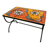 Coffee table / side table ceramic and wrought iron