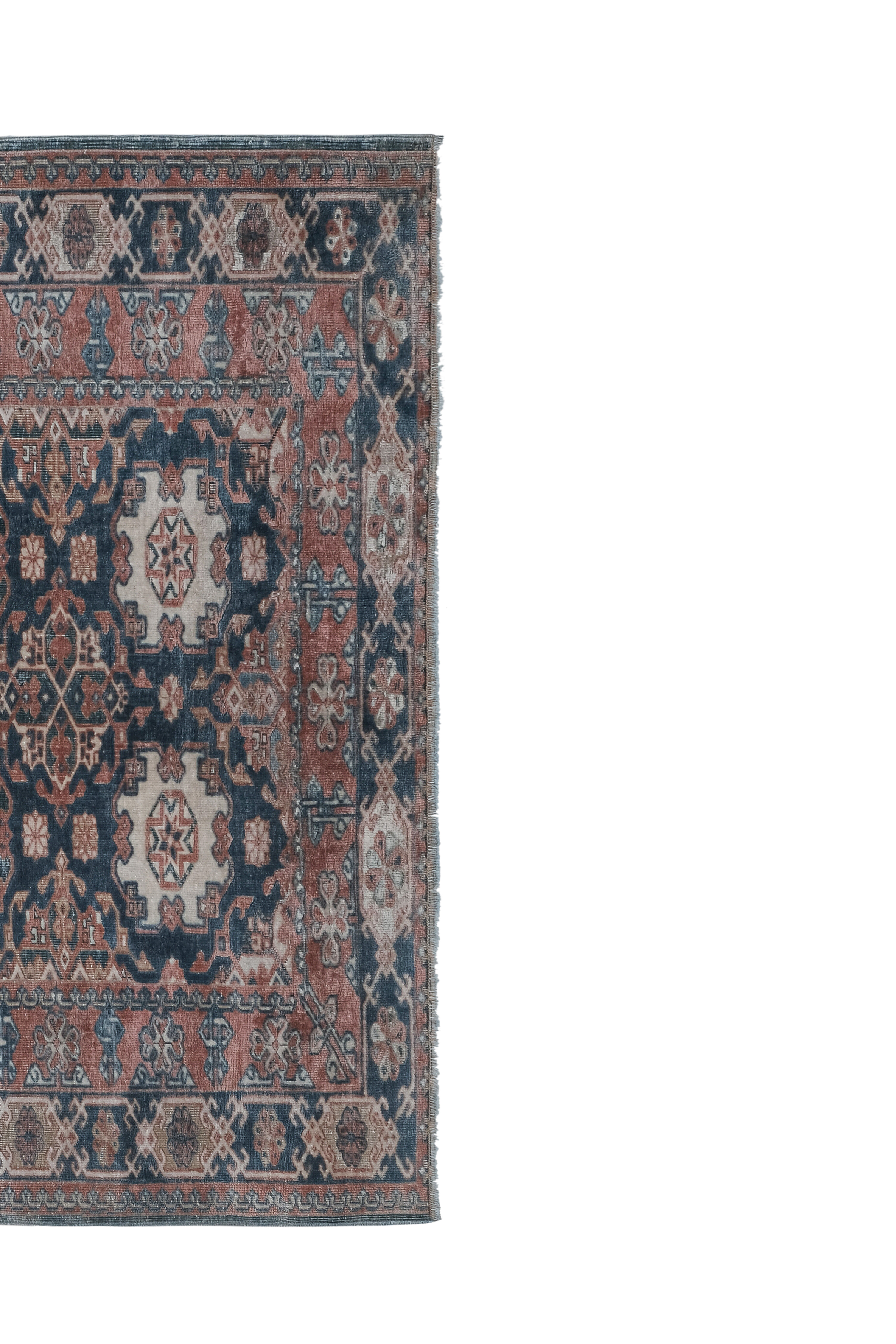 Handknotted Square Caucasian Blue Shirvan Rug 4'5" X 5'1"