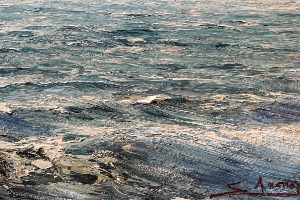 Huile sur panneau, marine, signée