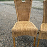 3 rattan and bamboo chairs