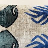 Ikat cushion in Persian elephant velvet