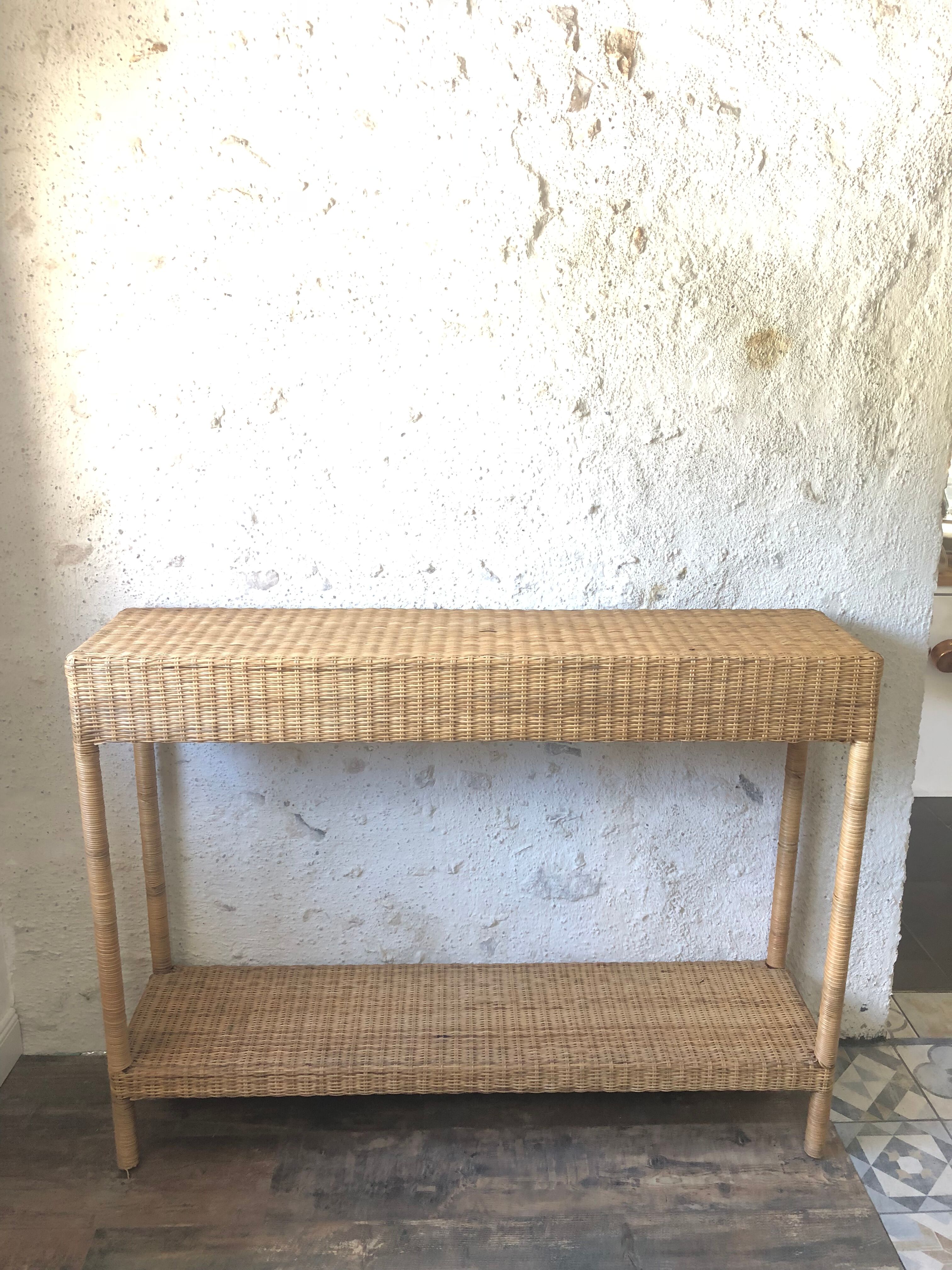 Vintage rattan console