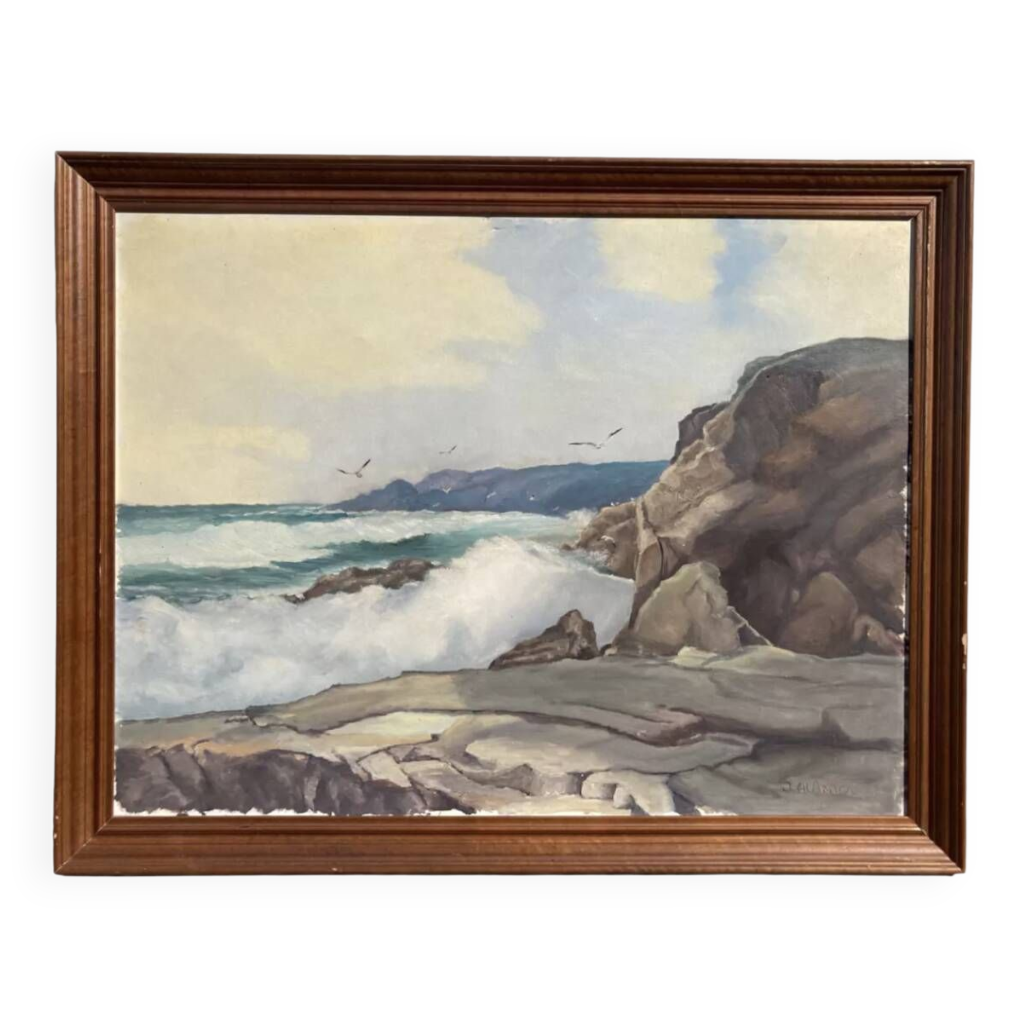 Tableau ancien mer / huile sur toile