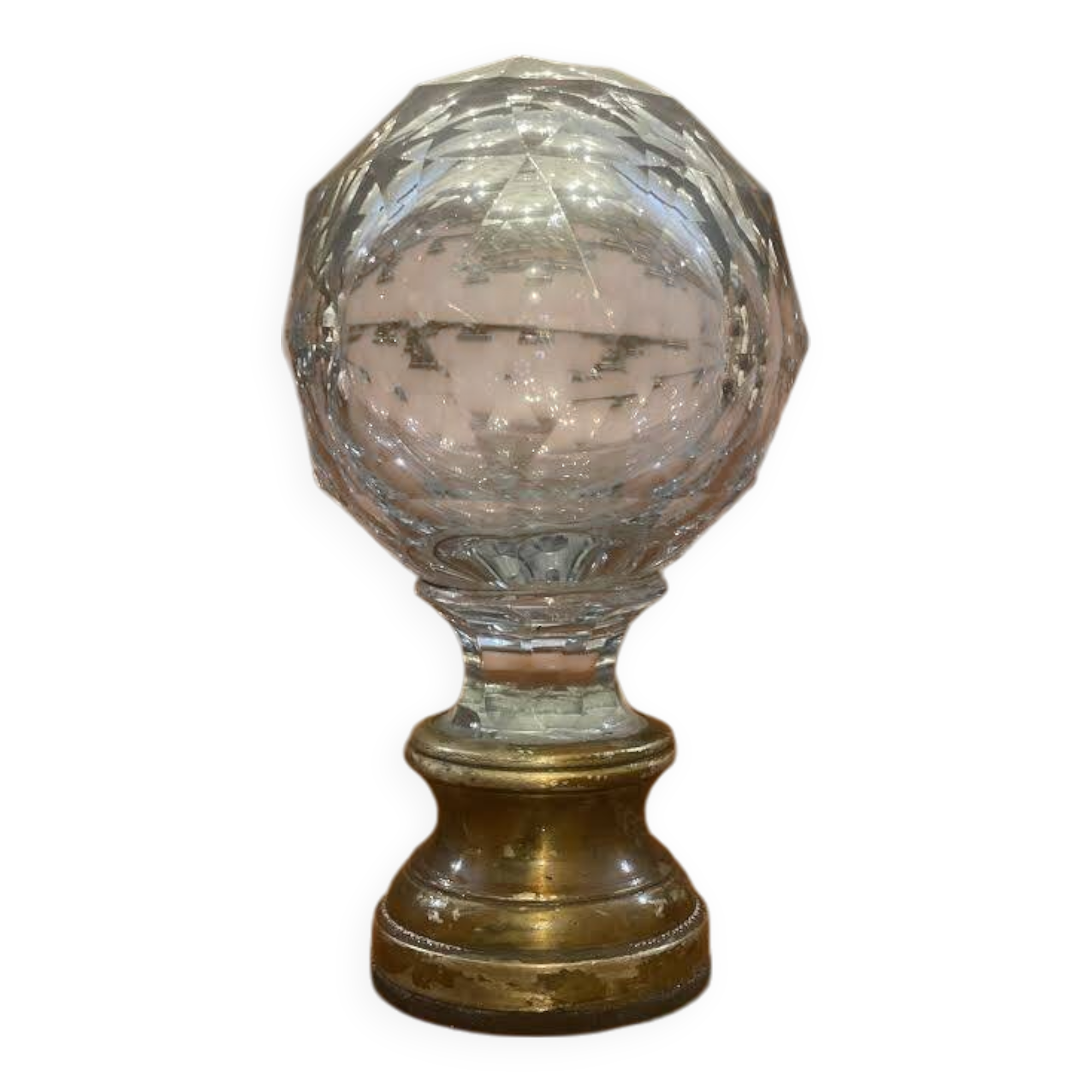 Antique faceted crystal ramp ball.